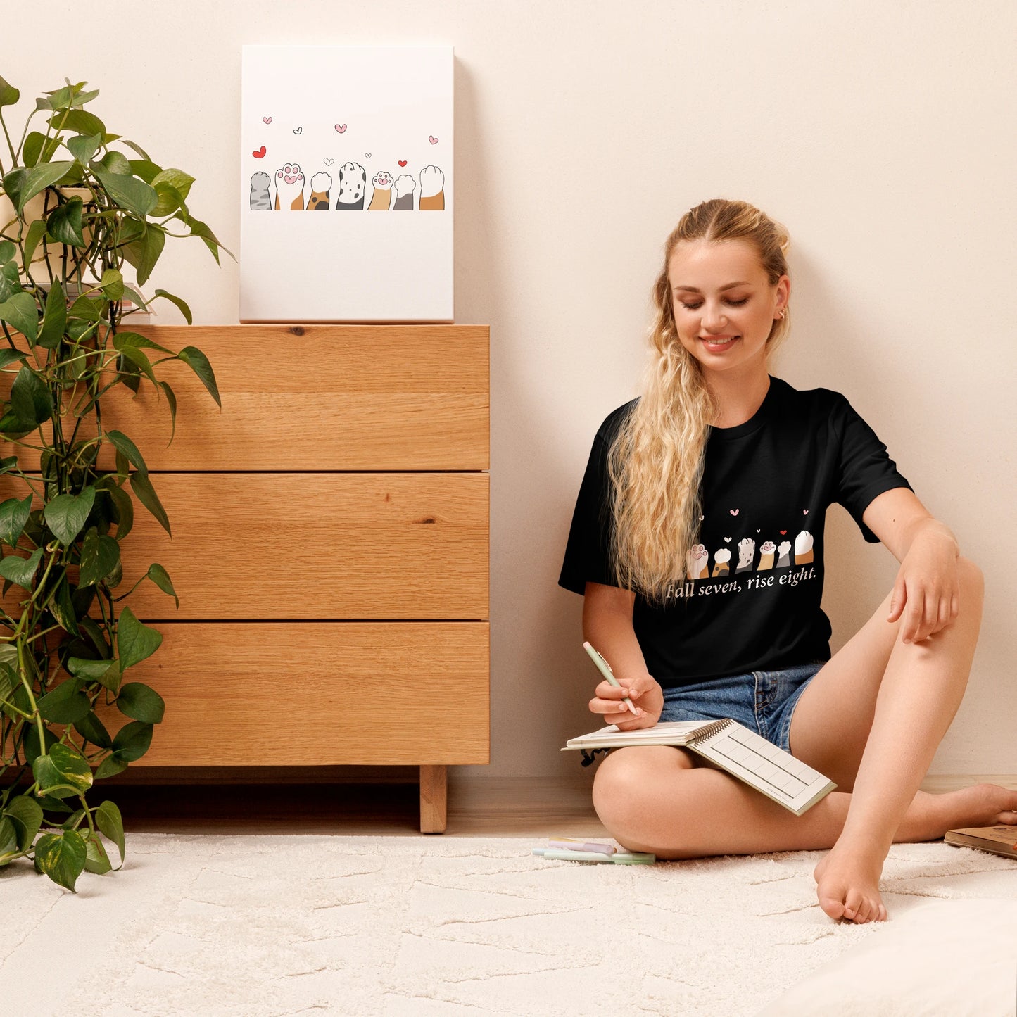 Fall Seven, Rise Eight - Black T-shirt